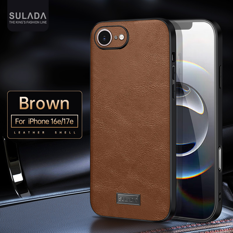 Apple 17E Leather Phone Case Sulada Junshang Suitable for iPhone 17E Simulated Cowhide Protective Cover 16 Anti-Fall Apple 17E Leather Phone Case Sulada Junshang Suitable for iPhone 17E Simulated Cowhide Protective Cover 16 Anti-Fall