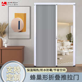 蜂巢形折叠推拉门客厅卫生间卧室移门隔热挡风印花隔断门隔音门