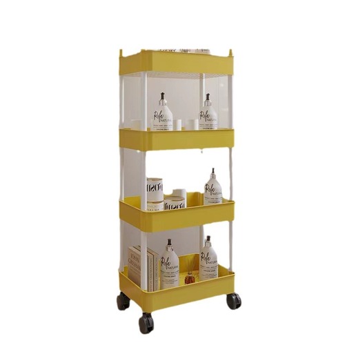 Mobile storage cart for kitchen, bathroom, bedroom, and bedside with small rolling shelf