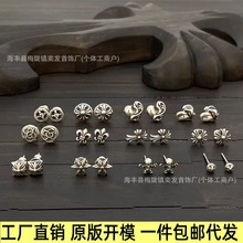 CH潮牌克罗伈复古做旧十字架童军花耳钉男女耳饰925银针十字花
