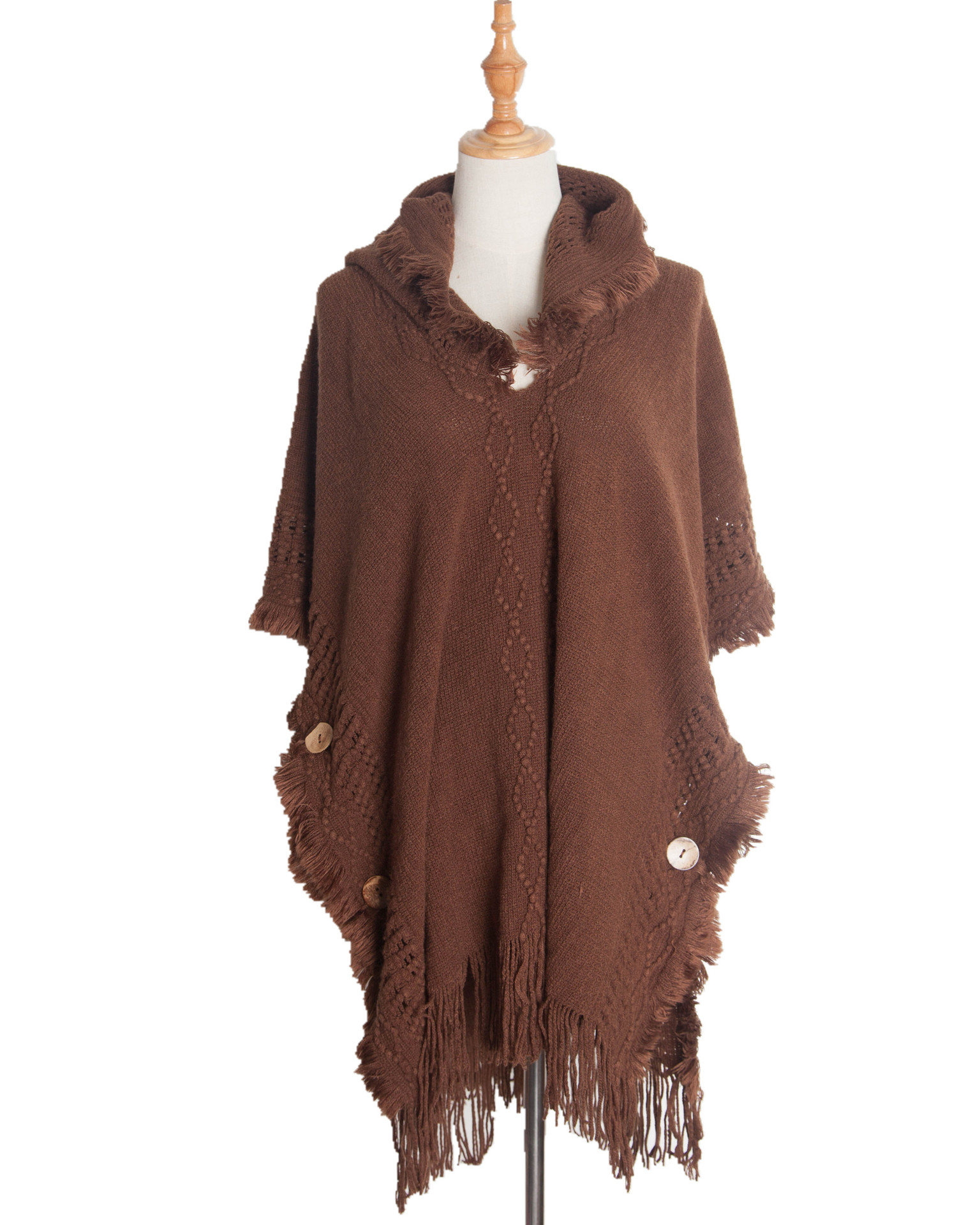 Unisex Cape Spring and winter plus-size knit button-hooded cape cape_voghion.com