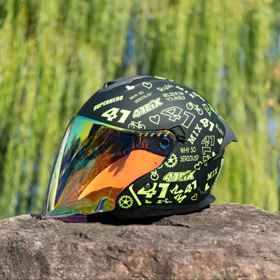 and Women, Dual-Lens Half Helmet, Motosiklet kaskı (dəbilqə)