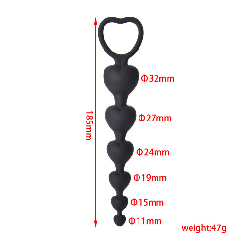 Heart-shaped silicone beads, fun anal plug, male and female shared anal masturbation device, adult sex products source