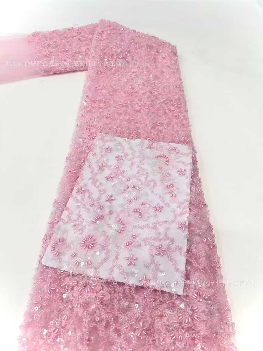 Tejido de boda, vestido de bordado de perlas, moda transfronteriza de alta calidad, tela de bordado tridimensional, perlas de arroz image 12