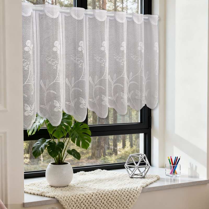 Cross-Border French-Style Pastoral Jacquard Short Curtain Kitchen Coffee Curtain Door Curtain Cabinet Decoration Half Curtain