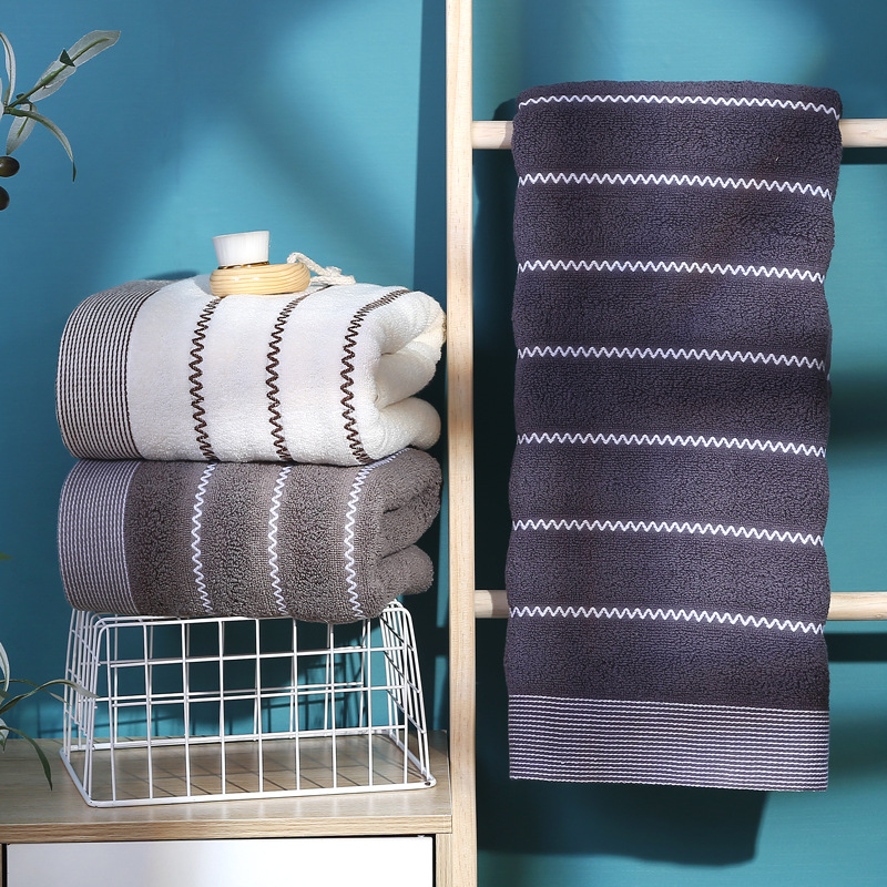 Water ripple thickened plain cotton bath towel 32 strands adult and children's gift soft and can be made into a LOGO dropshipping