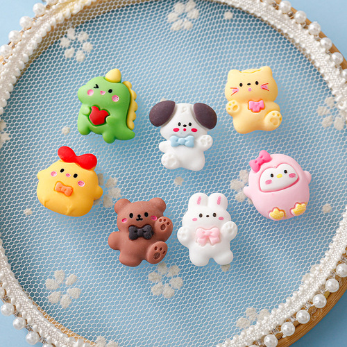 Cute cartoon bunny resin accessories cream glue phone case water cup diy material package resin patch wholesale