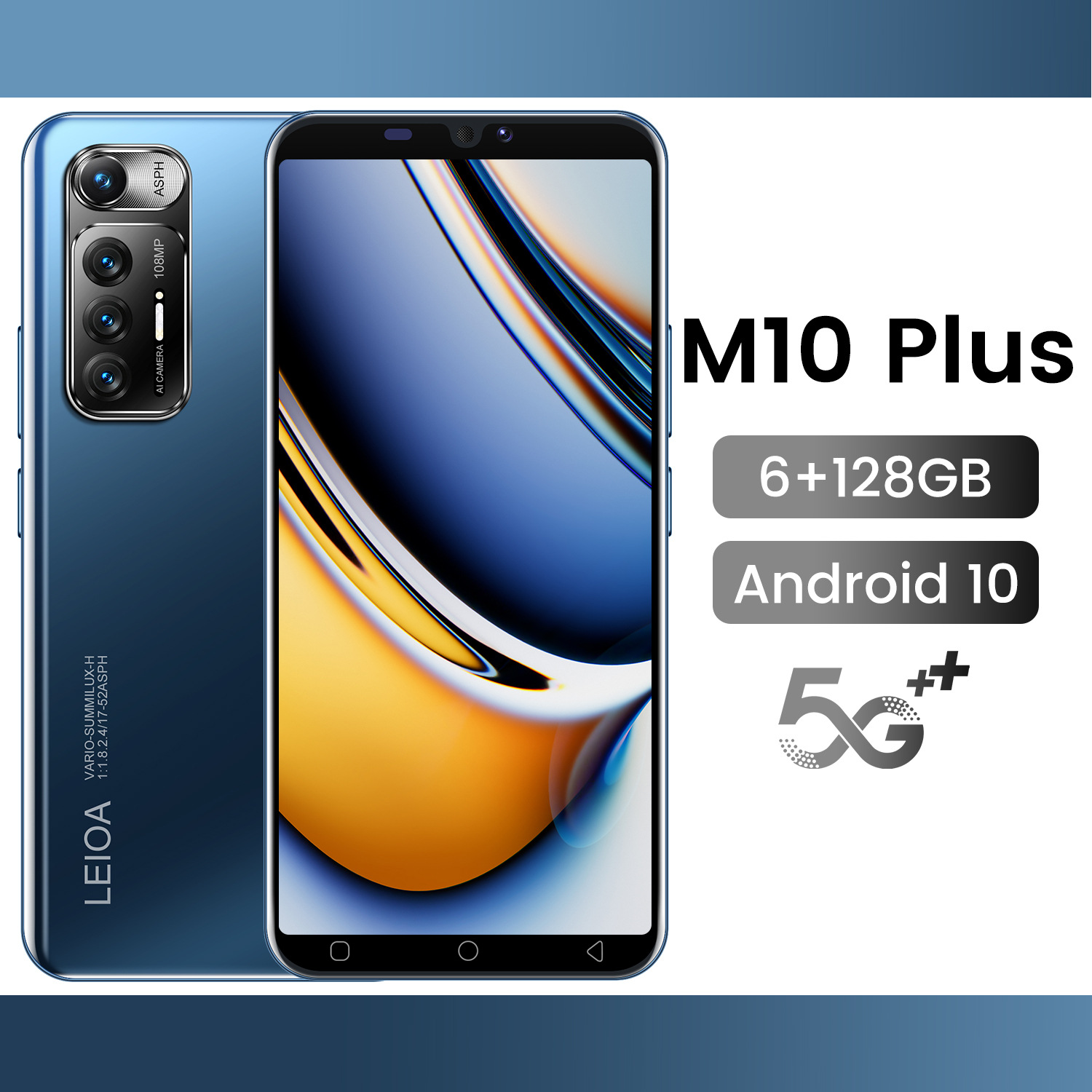 新款热销跨境手机M10 Plus 1+8便宜低端6.0寸智能手机虾皮一件代