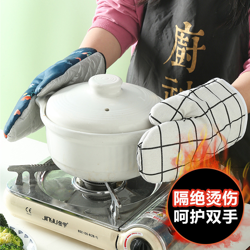 주방 두꺼운 오븐 장갑 베이킹 안티 스케일 요리 장갑 심플면 및 리넨 전자 레인지 장갑 세트 제조 업체
