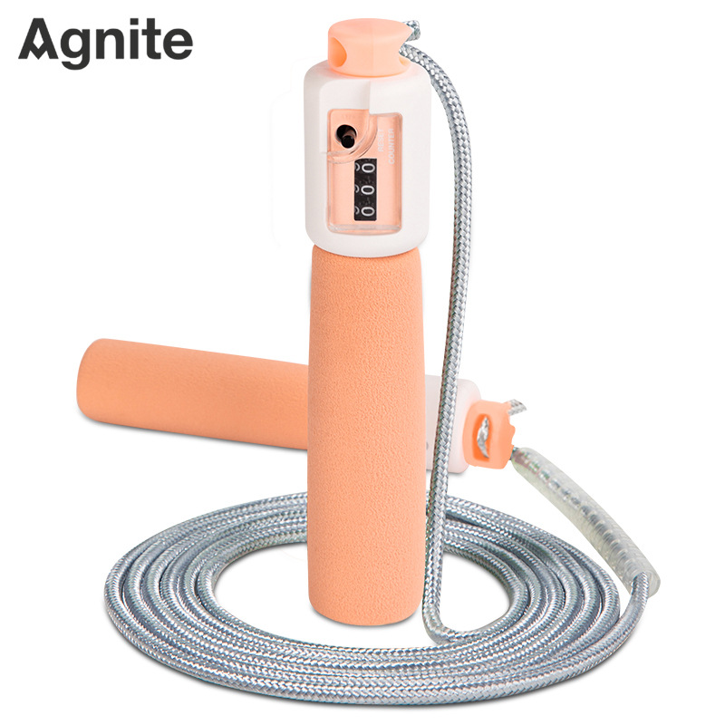 デリ18700/18701子供用縄跳び、フォームハンドル、メカニカルカウンター、綿縄、調節可能、小学生向け縄跳び