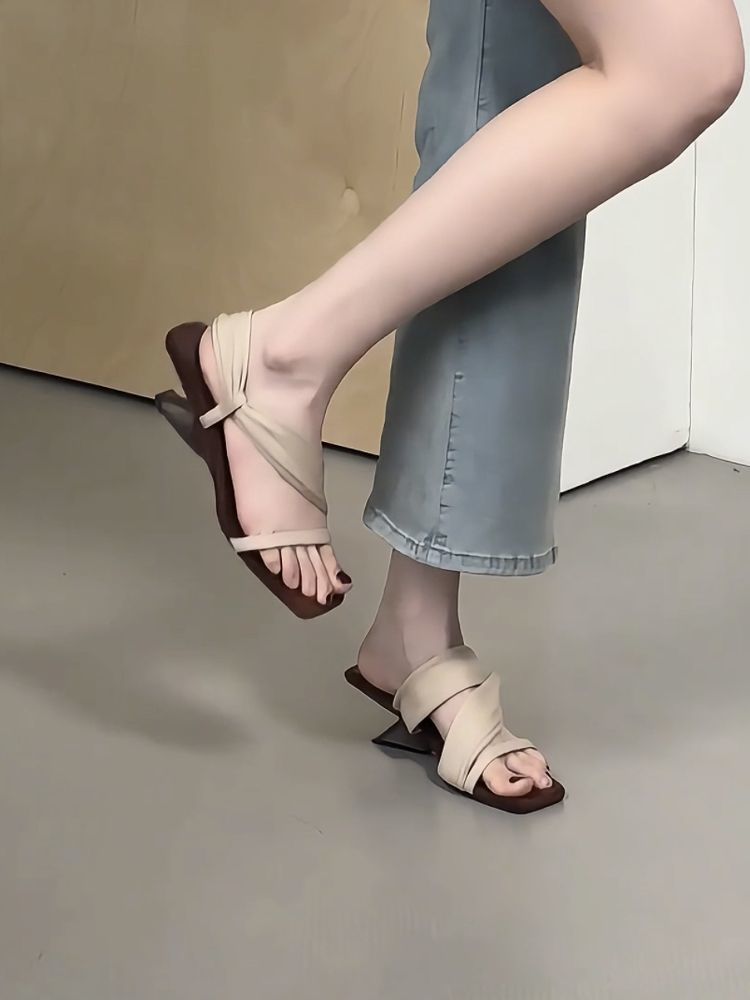 Niche High-End French Fairy Style One-Strap For Women 2025 Summer High Heels Stunning Outdoor Sandals Slippers_vogvips.com