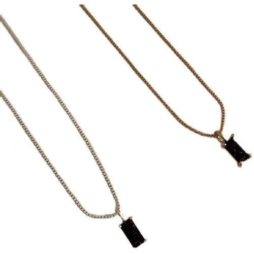 Rectangular black diamond necklace fashionable simple and versatile starry sky pendant collarbone chain