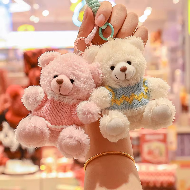 Juguetes de peluche trajes suéter osos colgante llavero adorable Teddy Bear bolso colgante pequeño regalo