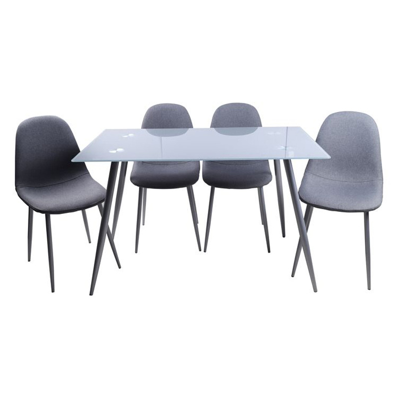 Mesa de comedor de vidrio largo de exportación transfronteriza sala de estar doméstica de 4 personas 6 personas mesa de comedor de vidrio templado rectangular de comercio exterior