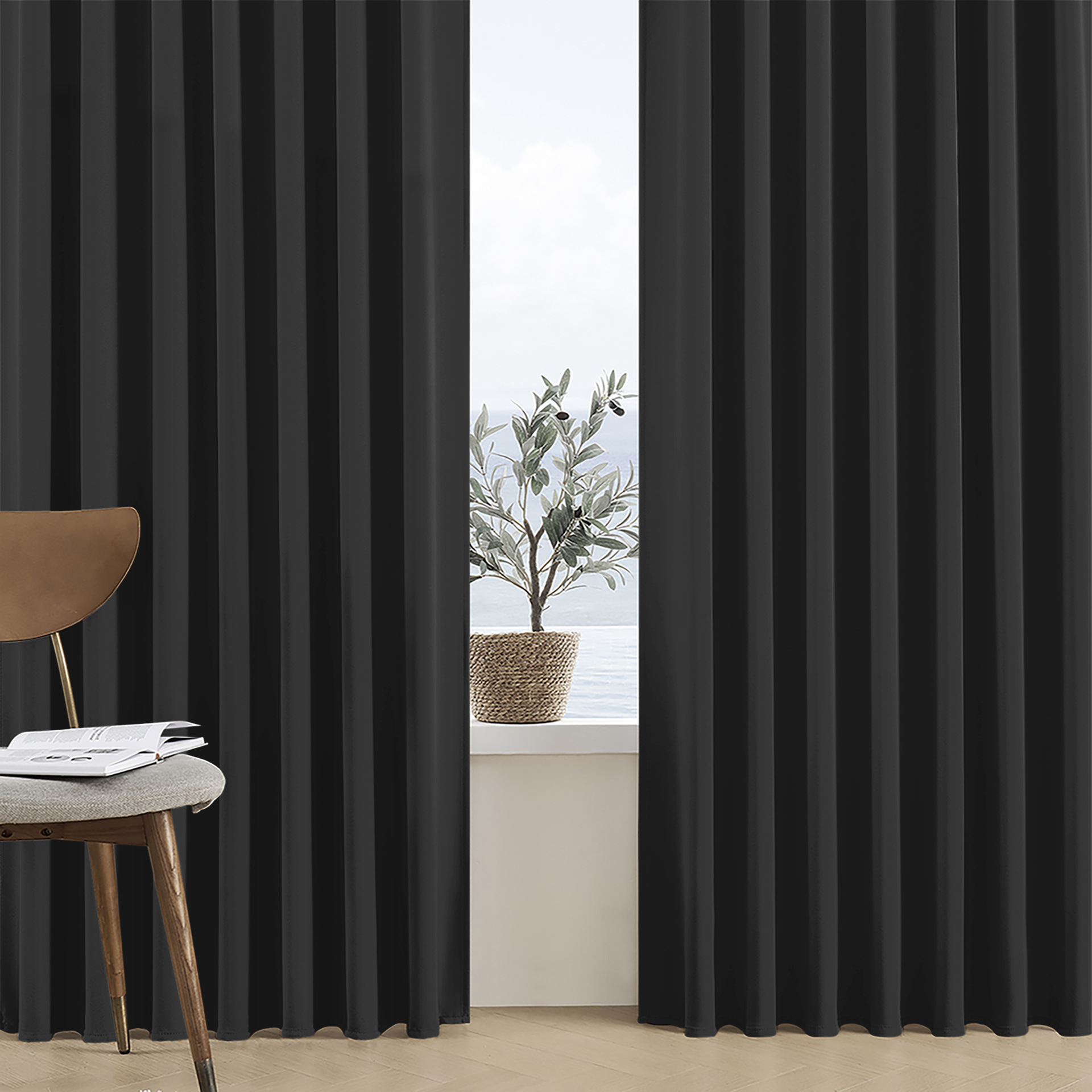 Shaoxing cinturón tipo bolsa de barra oculta cortina terminada explosión al por mayor cortinas aislantes negras transfronterizas piel de camarón