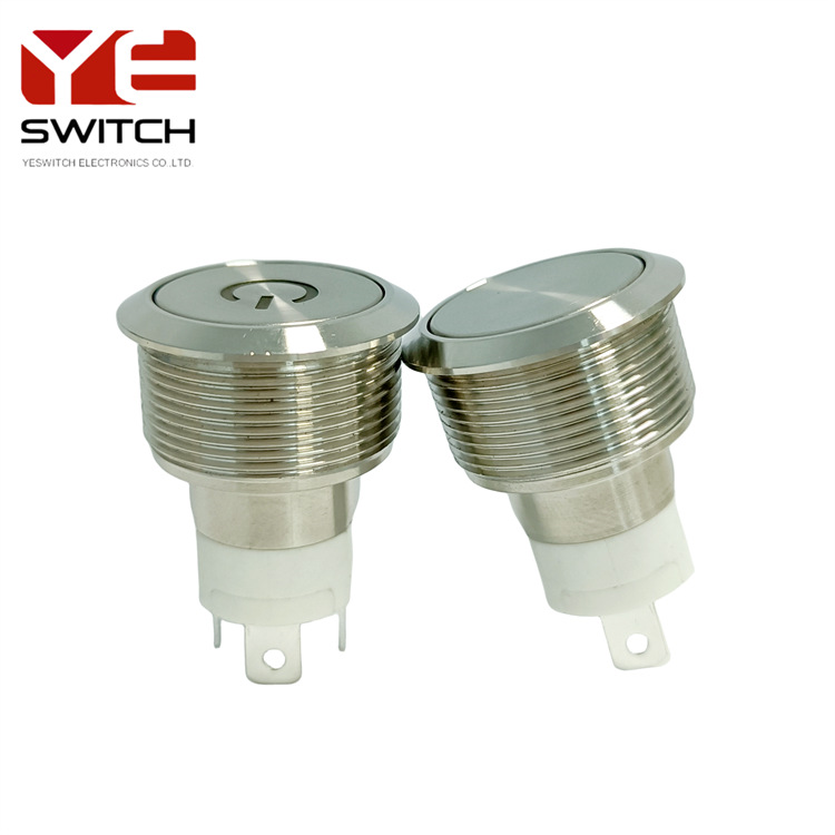 16A大电流金属按钮开关22MM自锁自复位IP67防水按键开关