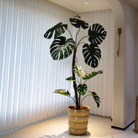 龟背竹仿真绿植高端轻奢客厅室内仿生假花树大型落地批发