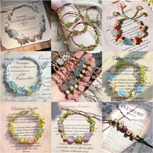 早春花环森系新款天然水晶手链手绳爆款纯手工编织网兜手链