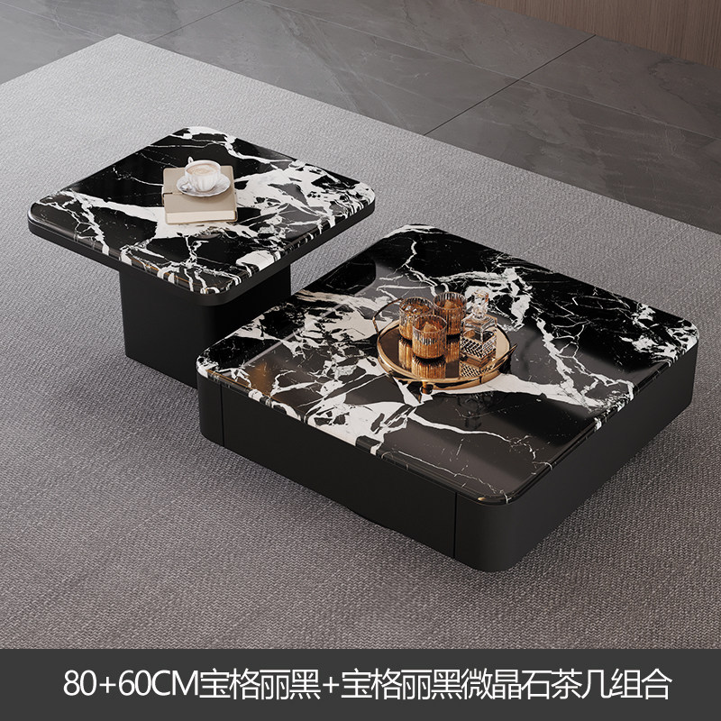 Mesa de té de lujo ligera italiana de tabla de roca moderna y simple sala de estar diseñador de alta sensación de mesa de té de mesa de té