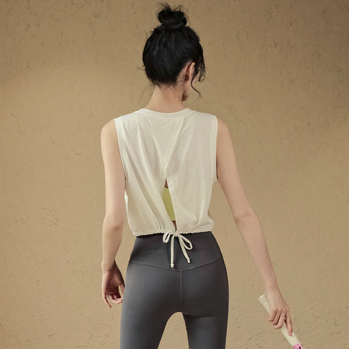 Yoga attire women's summer thin breathable loose sports tank top running training high-end temperament fitness clothes