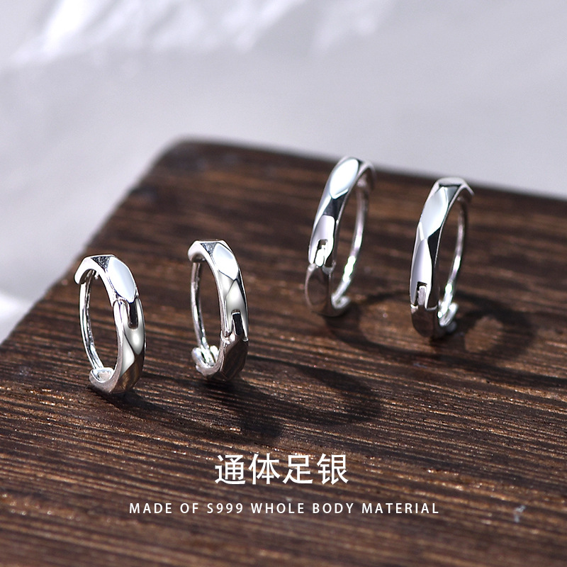 韓版東大門S999純銀莫比烏斯耳環 ins設計感幾何冷淡風誇張耳圈女