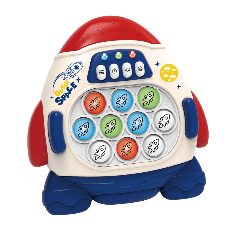 Cohetes espaciales transfronterizos para niños empujan rápidamente la máquina de juegos de prensa y lección para matar ratas, pionero en el rompecabezas, juguetes de batida de maras