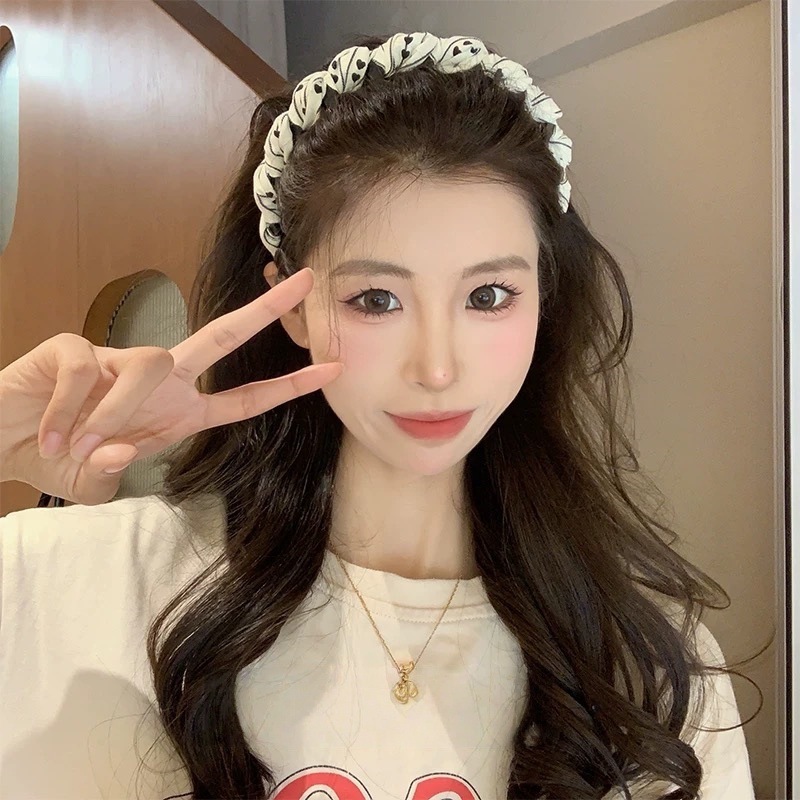 新款高级感发箍洋气日常外戴时尚波浪刺绣头饰可爱甜美元气气质百|undefined