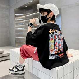 全棉男童短袖T夏季2026新款潮牌儿童装夏装中大童夏款宽松半袖t恤