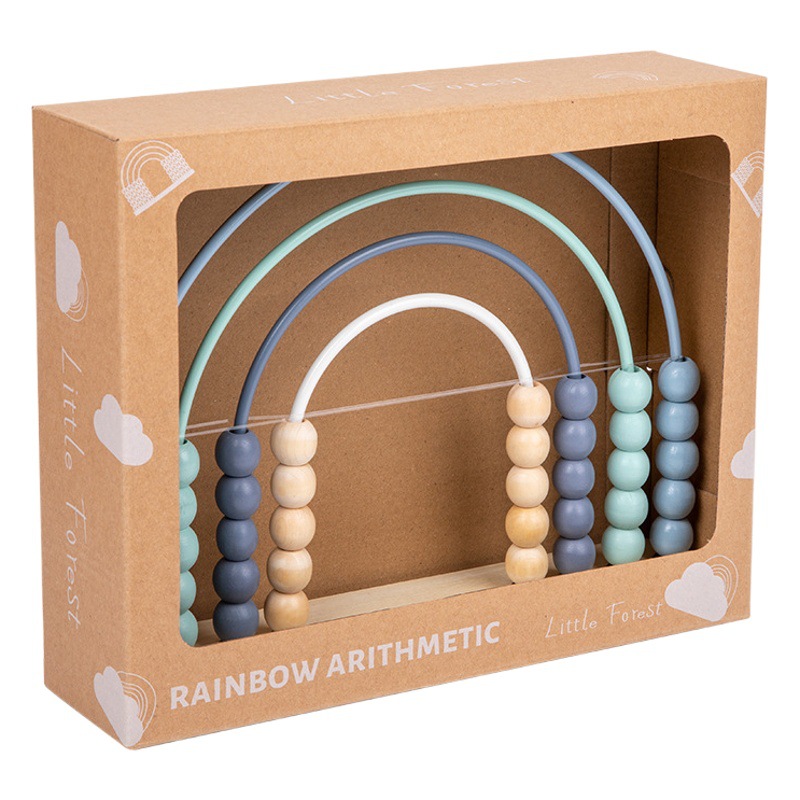 Matemáticas de madera para niños de cuatro colores Arco Iris Calculadora de ábaco jardín de infantes bebé educación temprana Ilustración juego de juguete