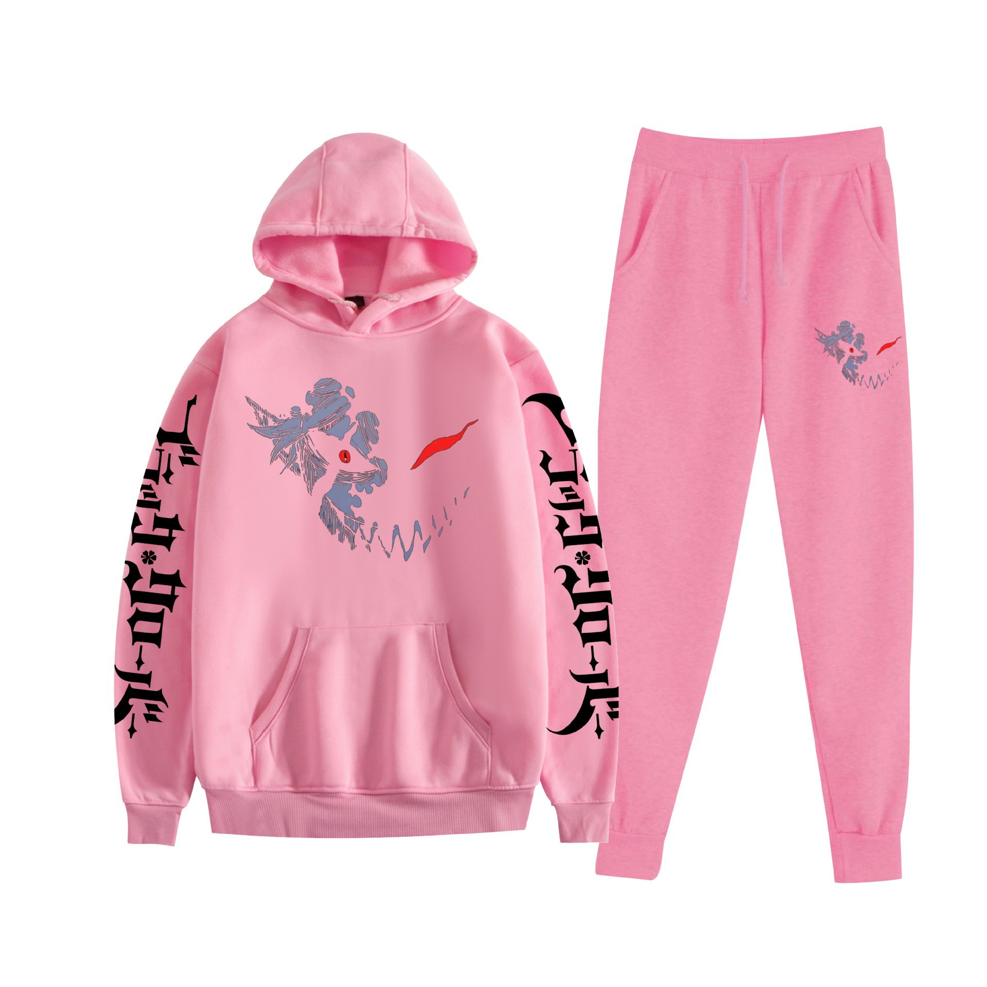 Comercio exterior nuevo estilo riman negro trébol de cuatro hojas Black Clover suéter con capucha corsés traje de dos piezas