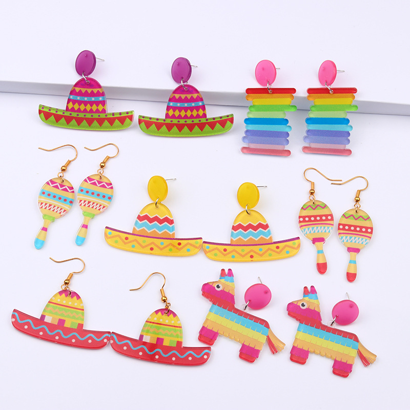 Women'S Gender Cartoon Style Geometric Arylic Drop Earrings