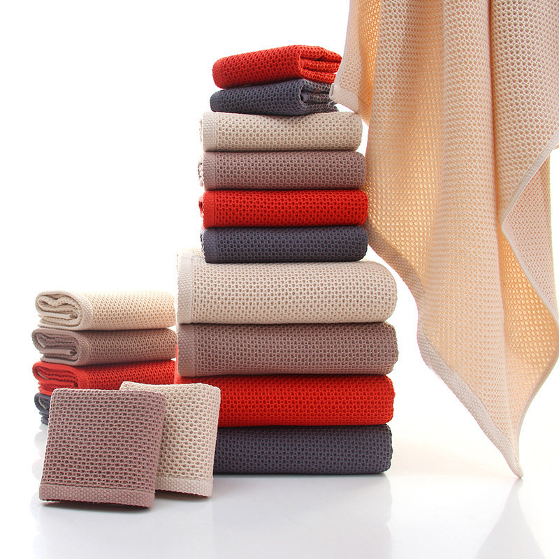 Pure Cotton Bath Towel Manufacturer Cross-Border Trendy Wholesale Adult Cotton Beach Towel Hotel Absorbent Honeycomb Bath Towel Group Purchase Gift