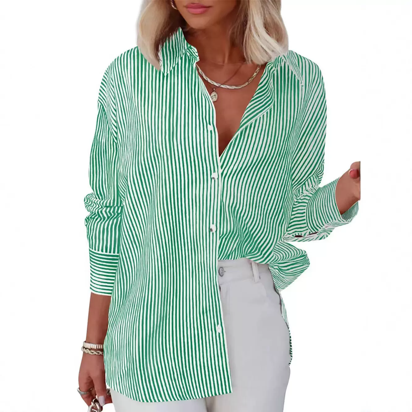 欧美跨境外贸女装2024年春夏新款亚马逊沙滩罩衫皱布休闲衬衫