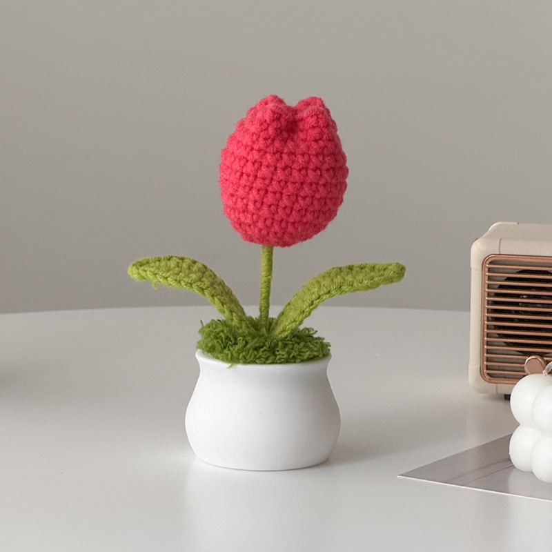 Regalos de día al por mayor girasoles para chicas, ramo de lana tejida a mano, adornos de mesa pequeños