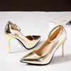Silver fashionable footwear high heels, bridesmaid dress, wedding dress, bright catchy style, plus size, wholesale