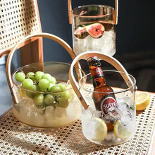透明果篮冰桶轻奢水果篮子手提玻璃水果盘糖果沙拉碗家用网酒桶