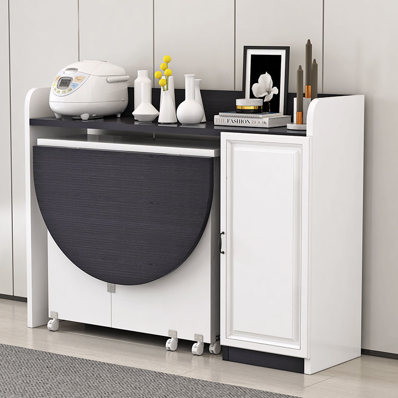Negro + Blanco 1.2 gran mesa de comedor redonda + armario de 93cm