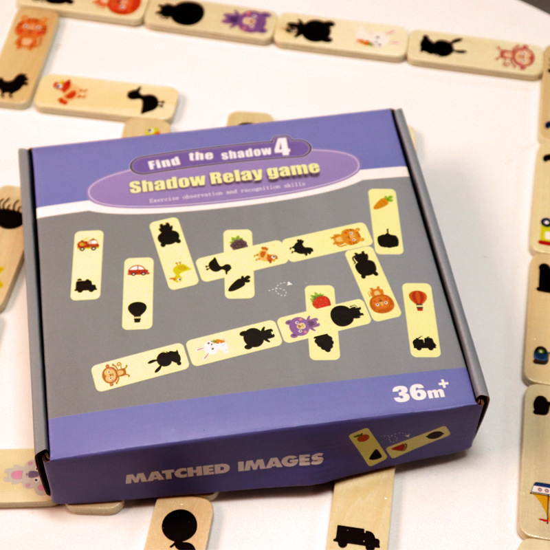 Montessori Solitaire Game Matching Shadow Matching Puzzle Early Education Children's Benefiting Intelligence Development Wooden Toys