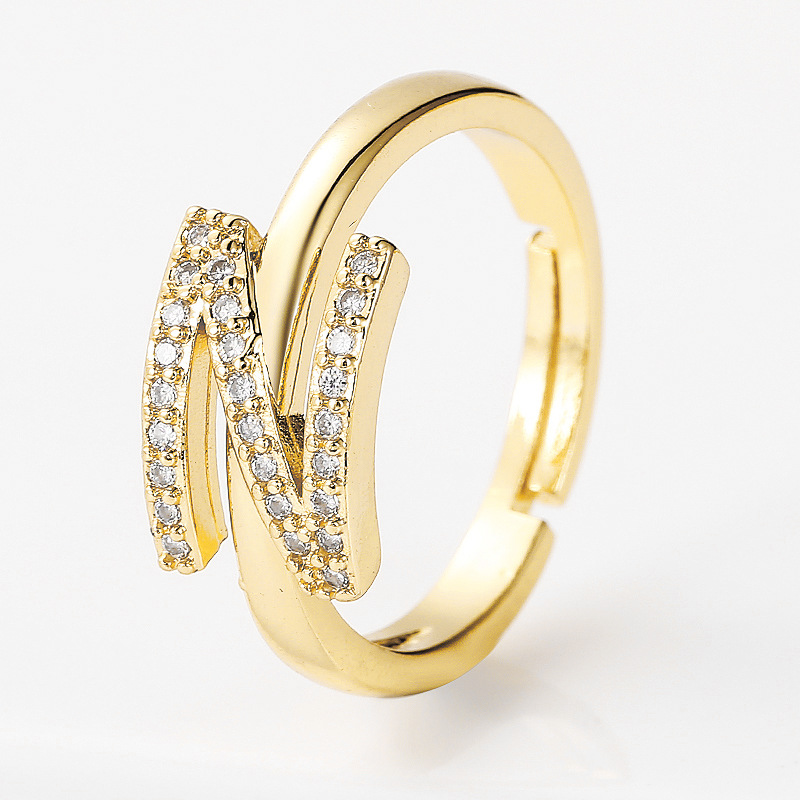 wholesale jewelry 26 English alphabet copper ring Nihaojewelrypicture5