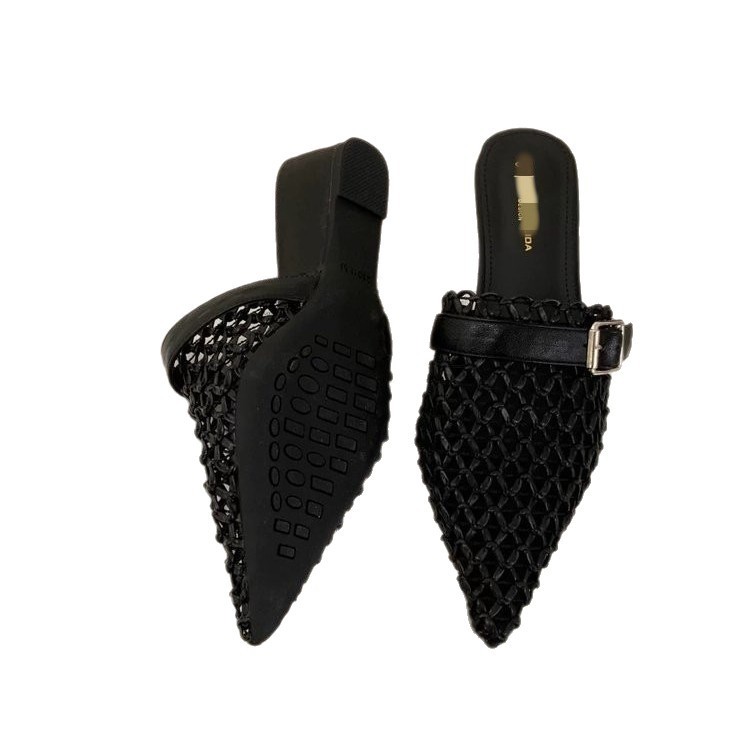 Zapatillas de tela coreana para mujeres 2026 verano nuevo tacones de malla puntuales diarios casuales zapatillas frías image 5