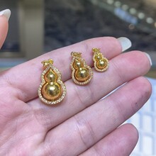 18k金点钻葫芦au750彩金黄金气质百搭脱模男女款式水贝批发自然风