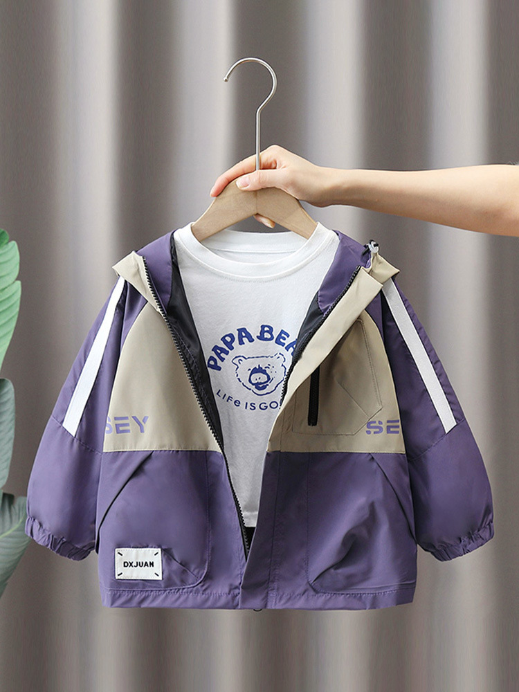 5893 gabardina a juego de colores para niños ropa de primavera y otoño 2024 nuevos niños con capucha chaqueta de celebridades de Internet chaqueta de otoño para bebés marea