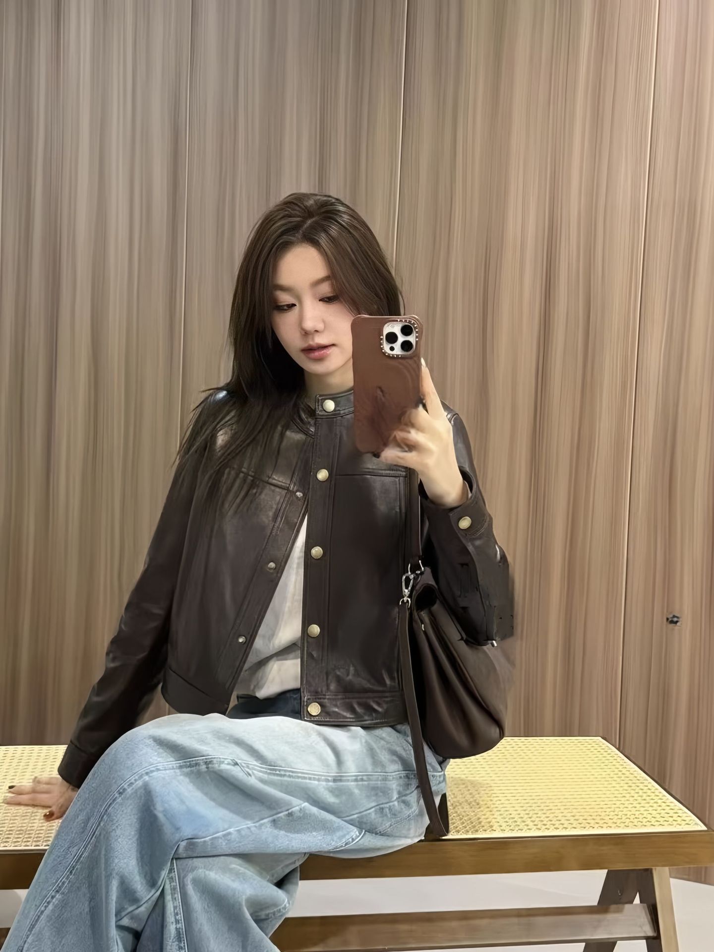 Genuine Vegetable-Tanned Leather 2025 Autumn and Winter New Popular Leather Jacket Women's High-End Round Neck Short Goatskin Jacket