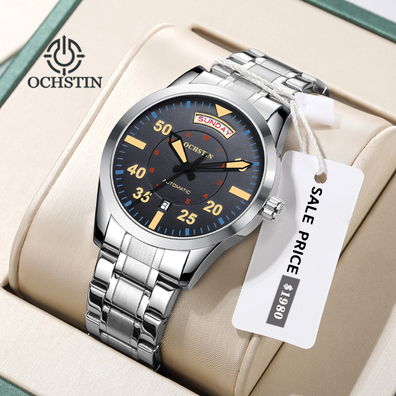 Brand high-end series watch double calendar automatic mechanical men's watch new steel belt hollow mechanical watch wholesale