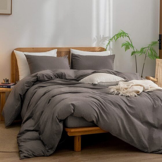 Cross-border Supply Simple Four-piece Set Sanding Solid Color Household Double Bed Quilt Cover Bed Sheet Quilt Cover Bedding Foreign Trade