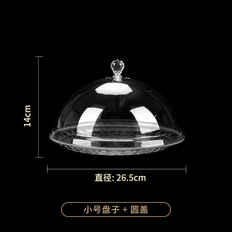 Plato de frutas con cubierta plástico acrílico transparente cubierta de polvo de alimentos redondeados snack mostrando plato de frutas secas lleno