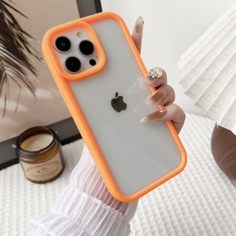 Japanese and Korean Transparent Photo Frame Solid Color Silicone Border Suitable for iPhone 17 Apple 14 Pro Max Phone Case 16 Female 12