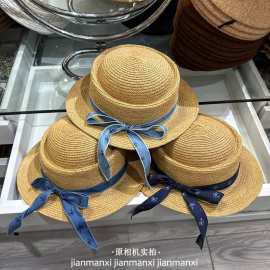 夏季女士大檐遮阳帽子蝴蝶结飘带户外挡太阳凉帽甜美海边沙滩帽子