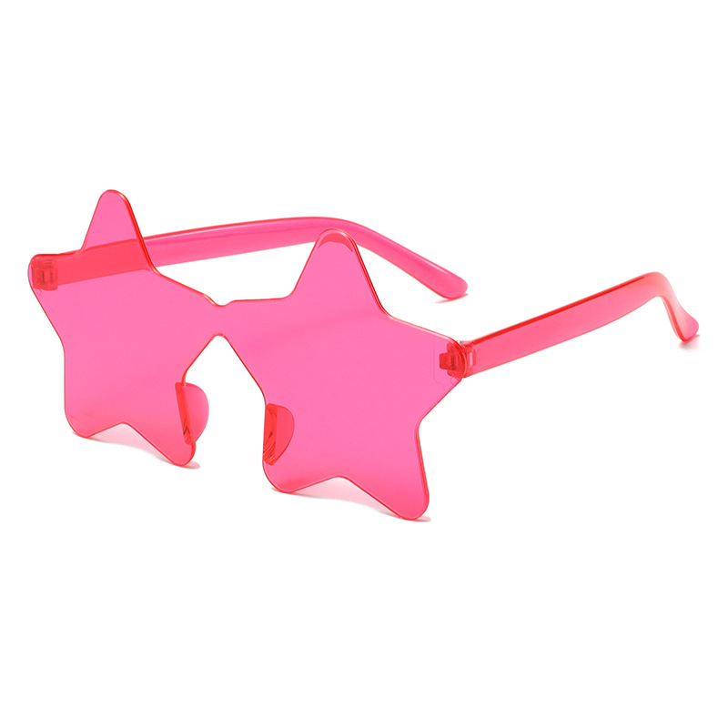 Juxin transfronteriza nueva personalidad color caramelo sin marco estrella gafas de sol fiesta fiesta extraña de cinco puntas de una pieza image 4