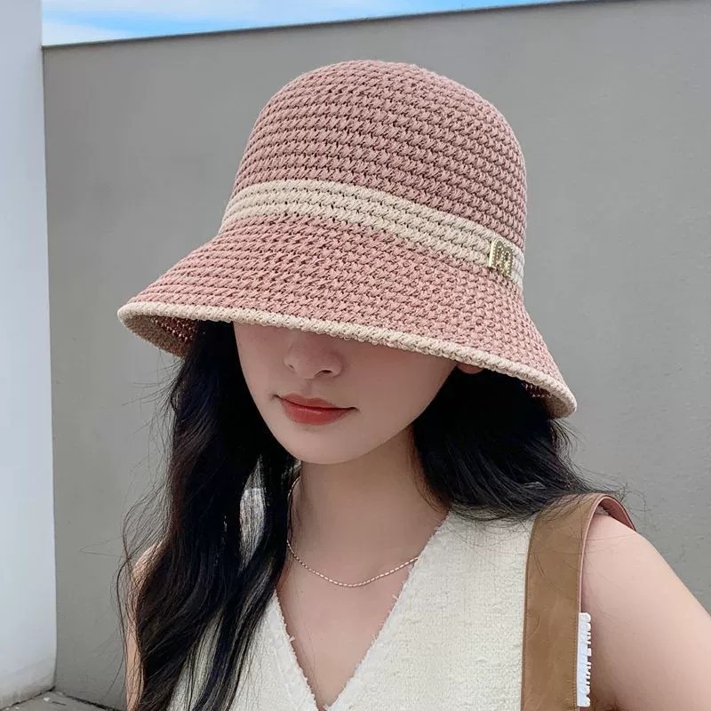 핑크 M 로고 버킷햇